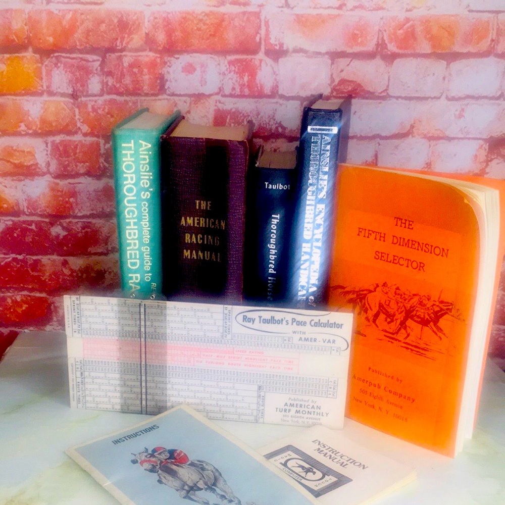 Vintage 70s Thoroughbred Horse Racing Books and Pace Calculator